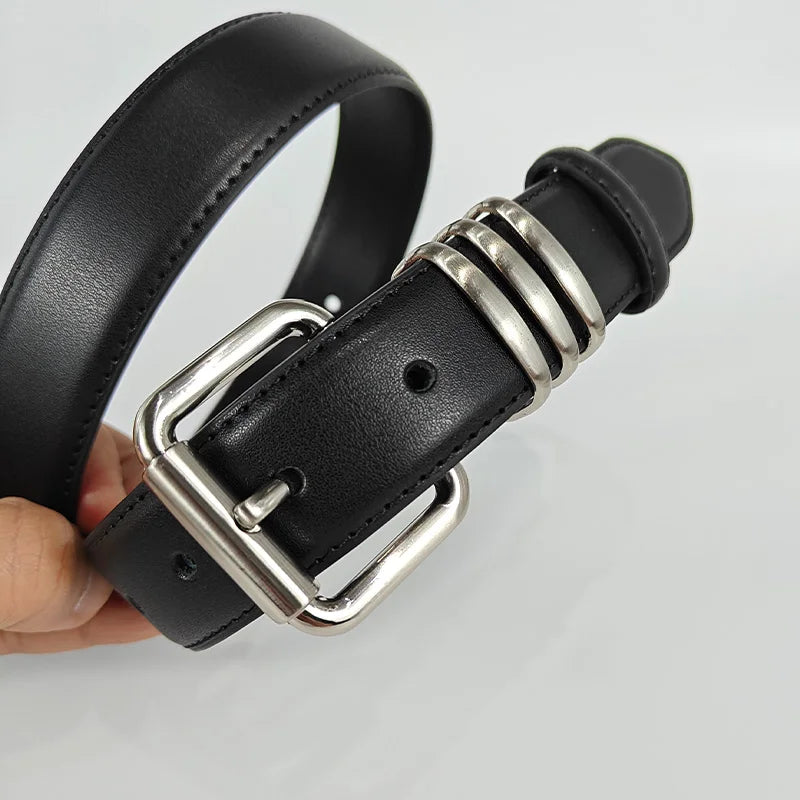 Women's Fashion Genuine Leather Belts Female Gothic Accessories High Quality Punk Waistband Dress Jeans Belts For Woman and men