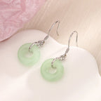 VENTFILLE Hetian Jade Ear Hook Earring Women's High-end Temperament Ethnic Style Retro Earrings Cloisonne Craft Dangler Gift