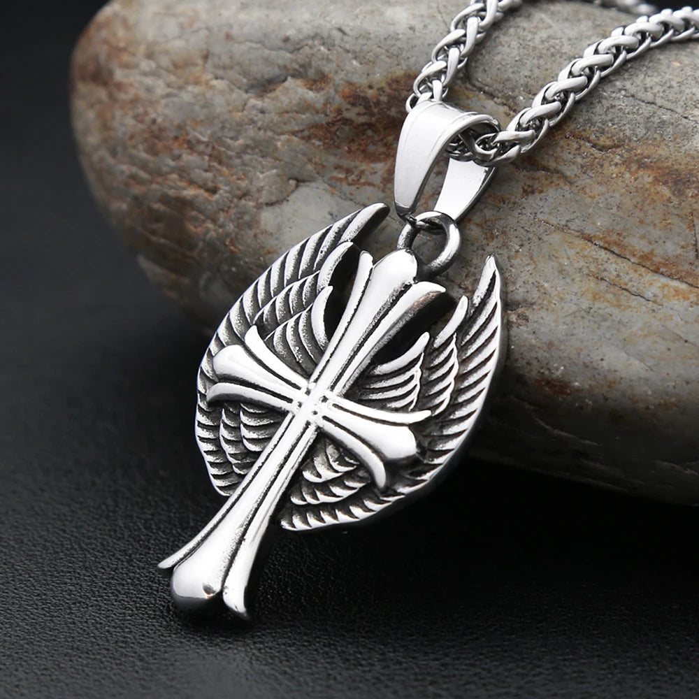 PENDRA Angelcross Memorial Cross with Angel Wings Pendant
