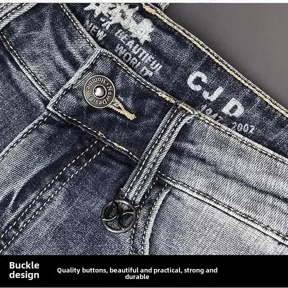 Spring Autumn 2025 Man Luxury Clothing Retro Embossed Denim Jeans for Men High-End Washed Fashion Man Designer Skinny Jeans