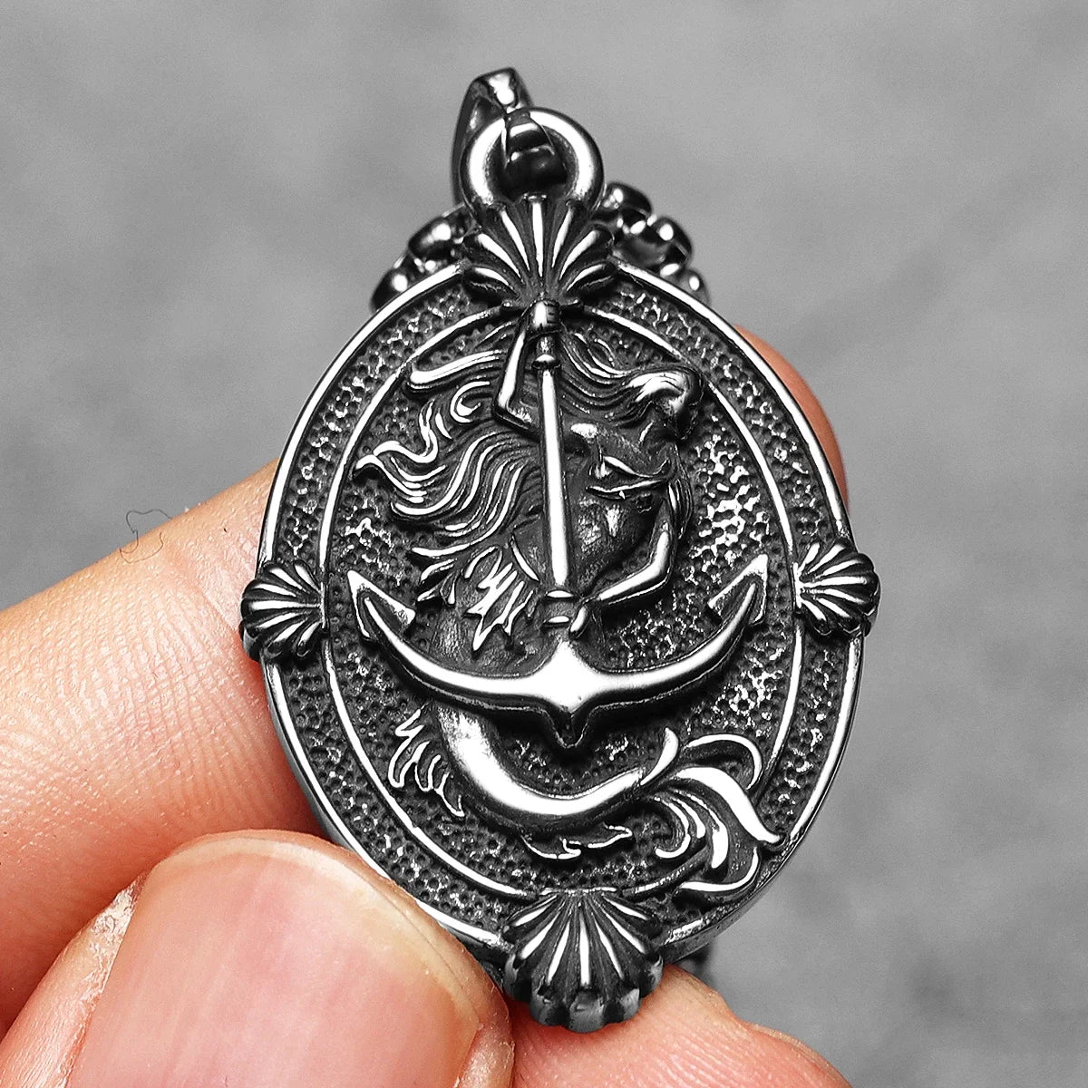 PENDRA Anchor Mermaid Steel Necklace