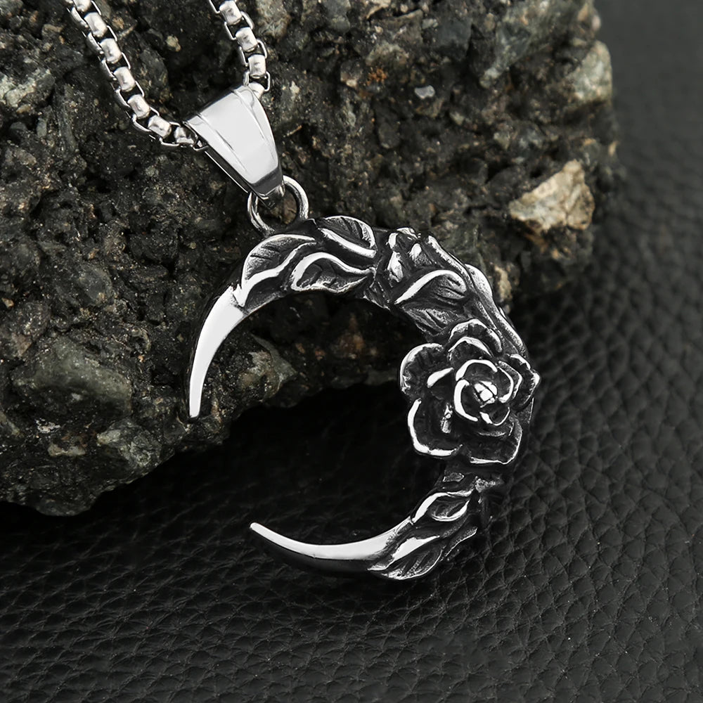 PENDRA Moonnight Stainless Steel Moon and Night Pendant