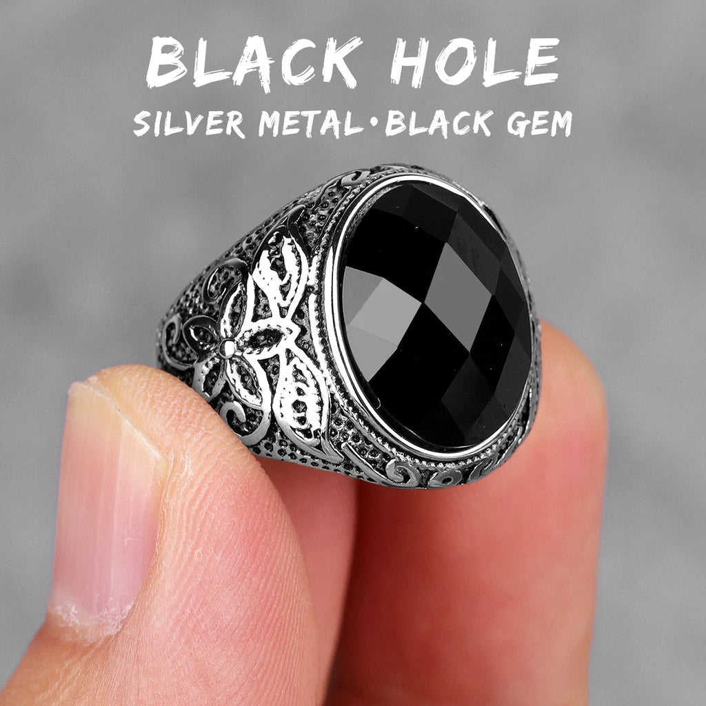 PENDRA Rhinestone Starry Night Steel Ring
