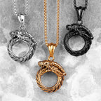 PENDRA Ouroboros Snake Dragon Steel Necklace