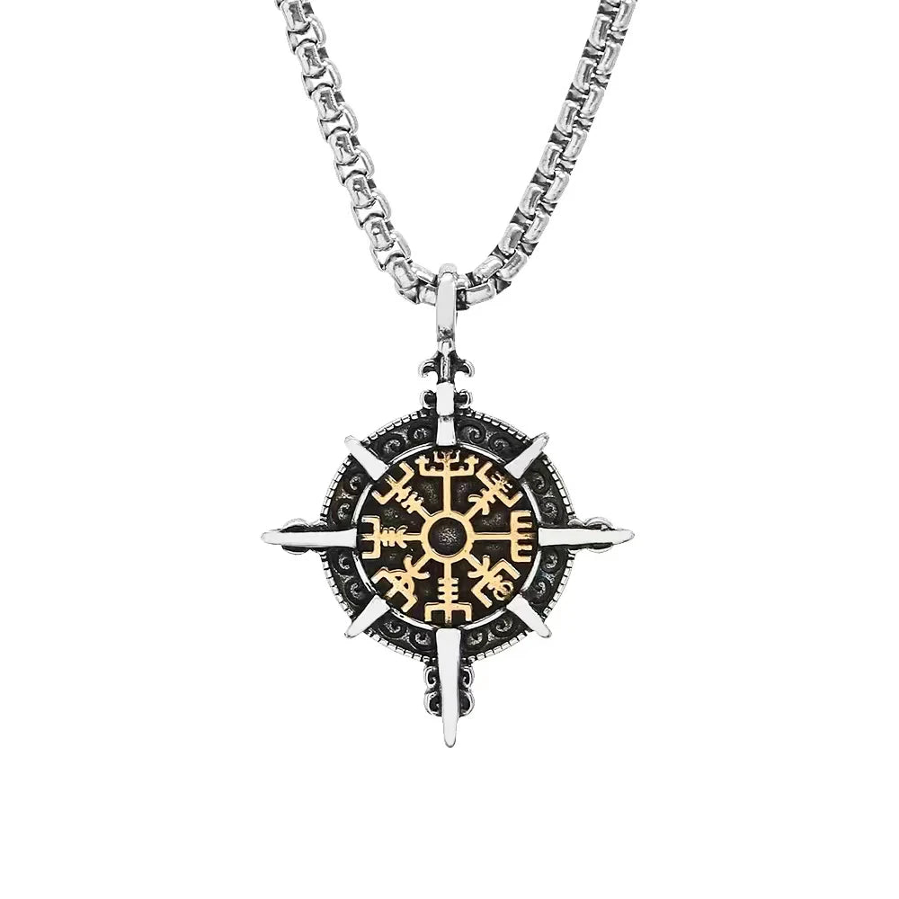 PENDRA Vegvisir Viking Compass Pendant Necklace