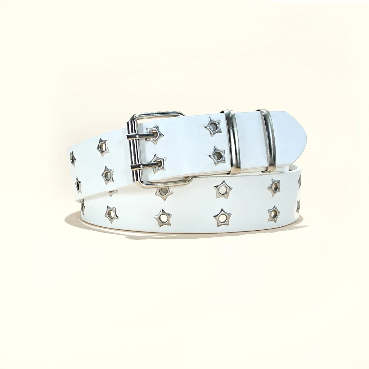 Star Eye Rivet Belt Gothic Style Double Pin Buckle Man/woman Fashion Casual Punk Style Pu Leather Waistband for Jeans Y2K Belt