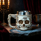 Halloween Spooky Skull Stein Mug 3D Relief Skeleton Pattern Stainless Steel Inner Tank Gothic Pub Bar Whiskey Wine Drink Cup