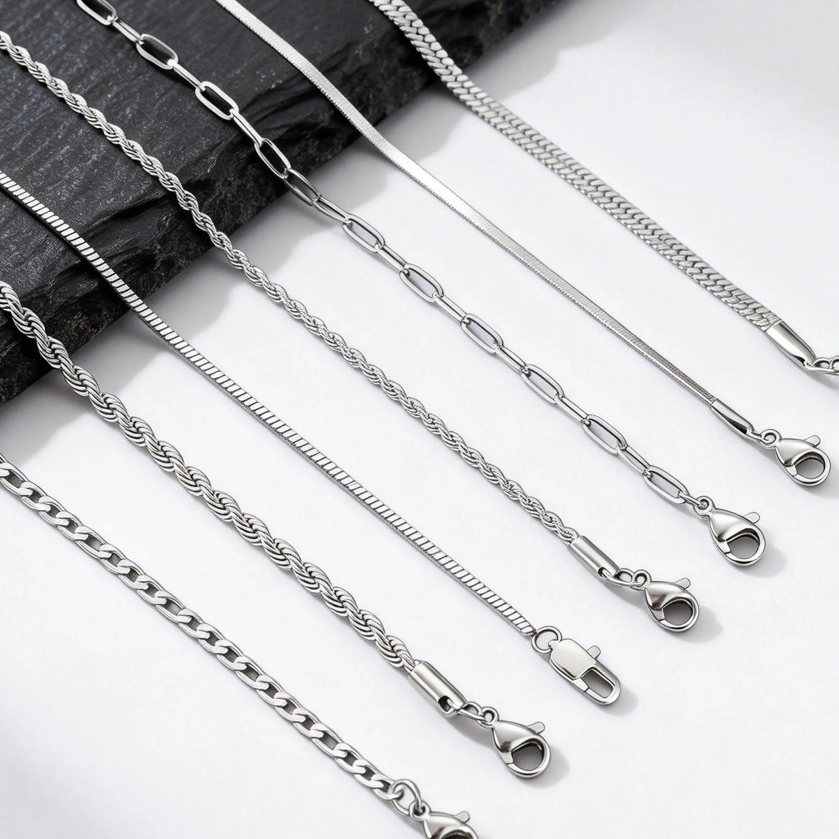 Men's Thin Chain Bracelets,Stainless Steel Silver Color Adjustable Metal Wristband,Classic Hip Hop Trendy Chain Gift