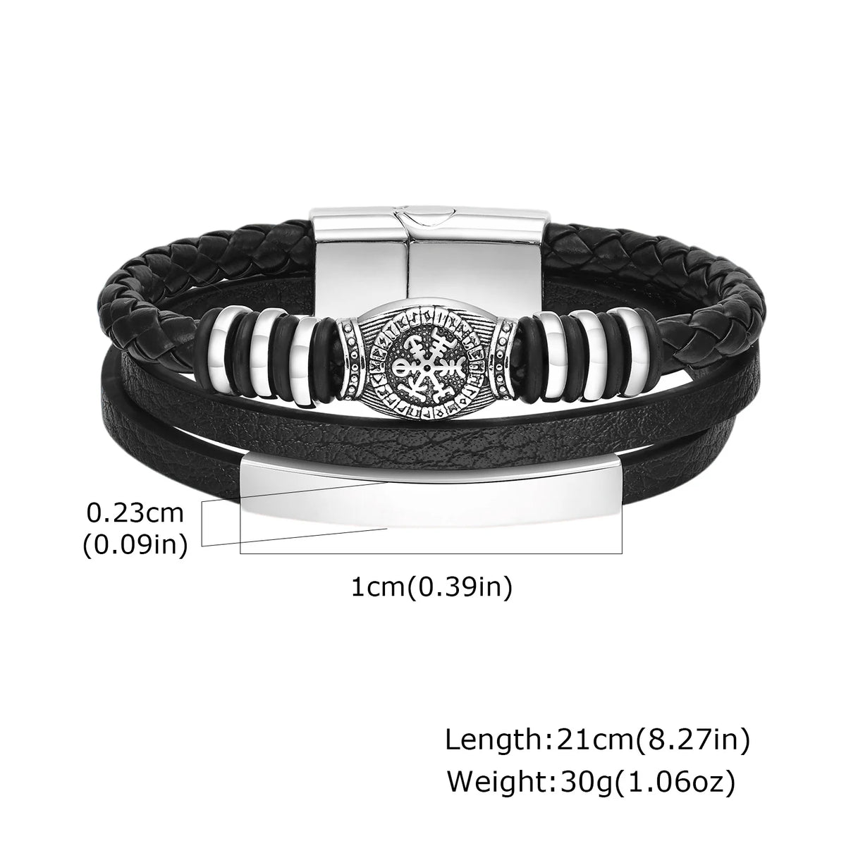 Men Multilayer Braided Leather Bracelets,Vintage Viking Compass Shape Metal Charm Wristband,Punk Stackable Bangle Jewelry Gift