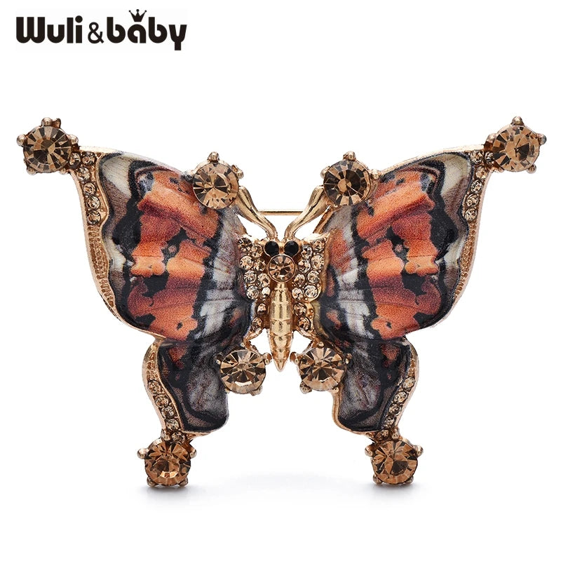 Wuli&baby Vintage Beautiful Butterfly Brooches 4-color Enamel Insects Brooch For Women's Clothes Backpack Pins Gifts