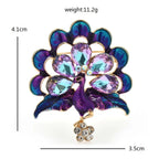 PENDRA Cute Glass Peacock Brooch