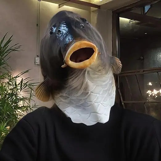 Funny Fish Latex Mask Halloween Costume Realistic Carp Head Mask for Party Cosplay Masquerade