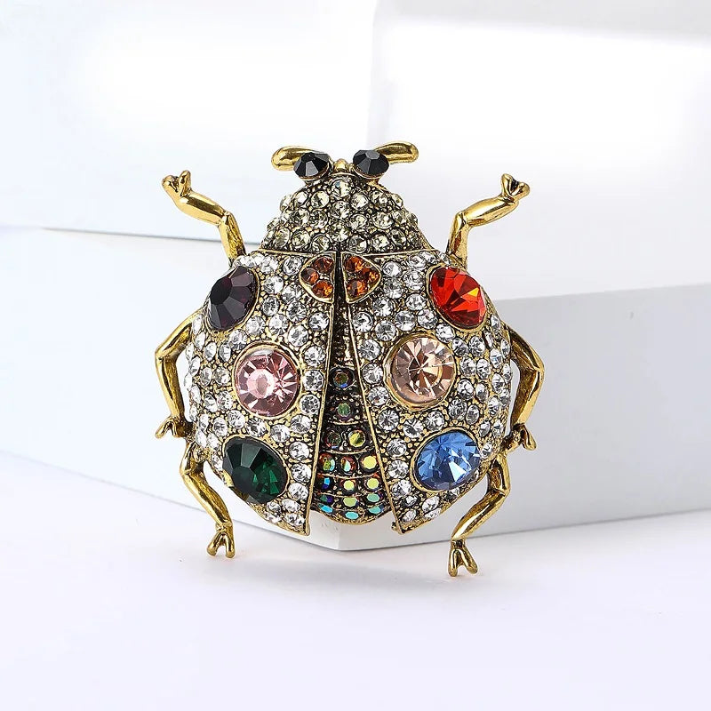 PENDRA Jewel Beetle Rhinestone Insect Brooch