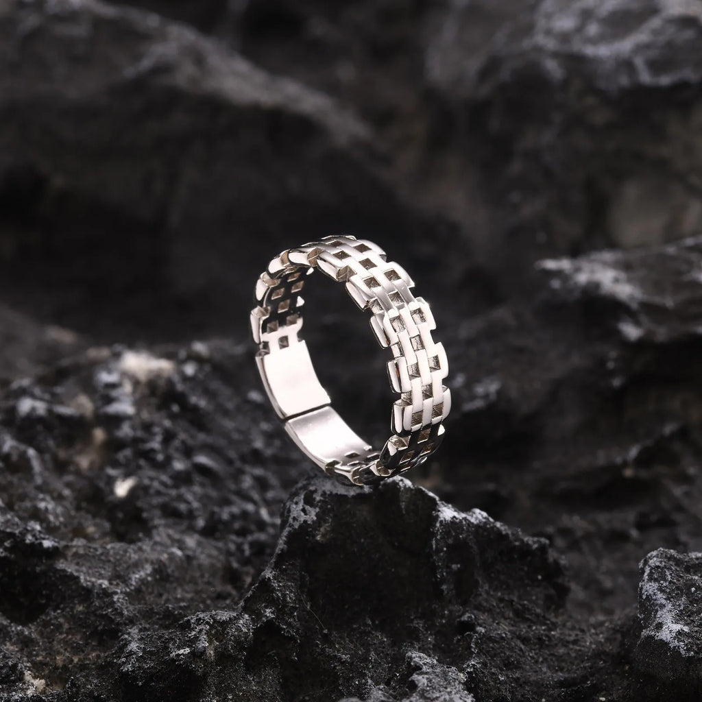 Classic Watch Chain Band Ring for Men Boys,Metal Chain Link Open Free Rings,Rock Punk Jewelry