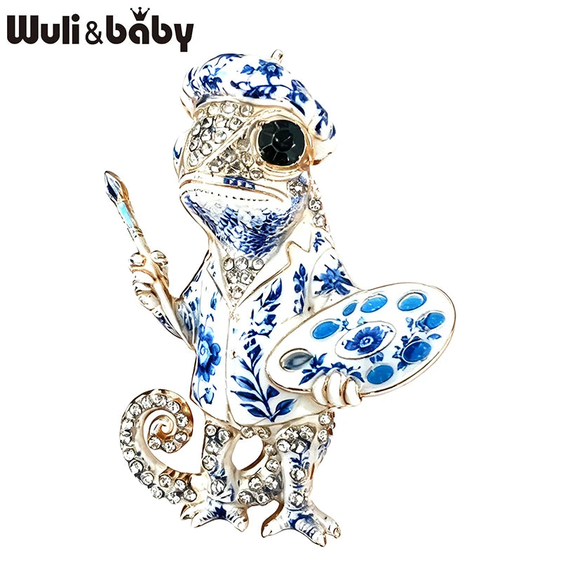 PENDRA Artist Chameleon Rhinestone Brooch