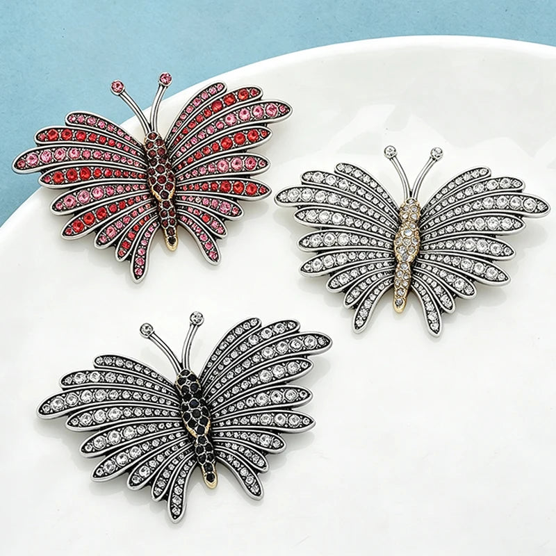 PENDRA Vintage Butterfly Rhinestone Brooch