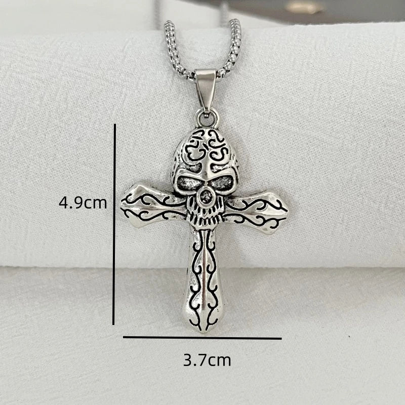 PENDRA Skullcross Mechanical Gothic Skull Cross Pendant