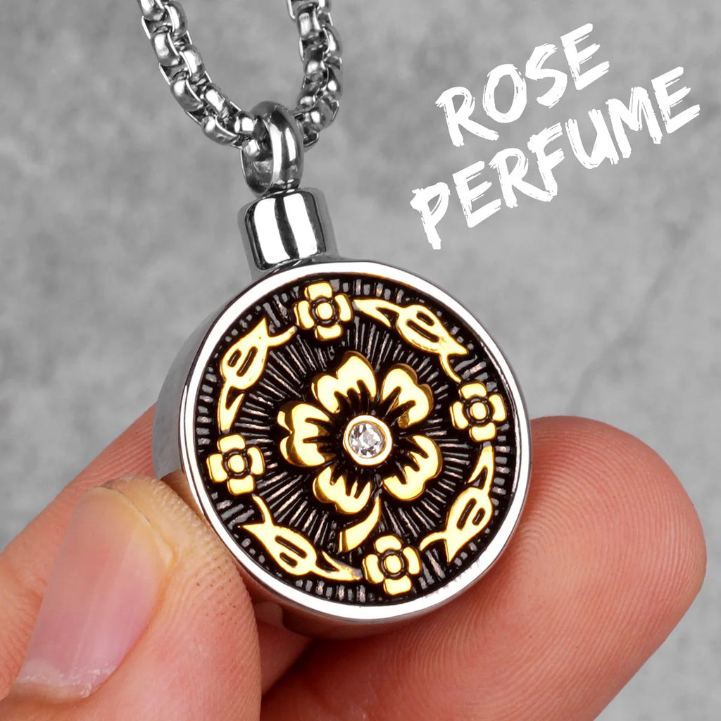PENDRA Rose Perfume Bottle Steel Necklace