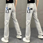 PENDRA Original White Gray Draped Slim-Fit Straight-leg Slimming Jeans