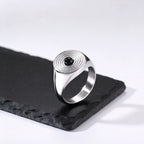Men's Stainless Steel Signet Ring,Vintage Natural Stone Black Onyx Round Ring,Daily Wear Jewelry Gift