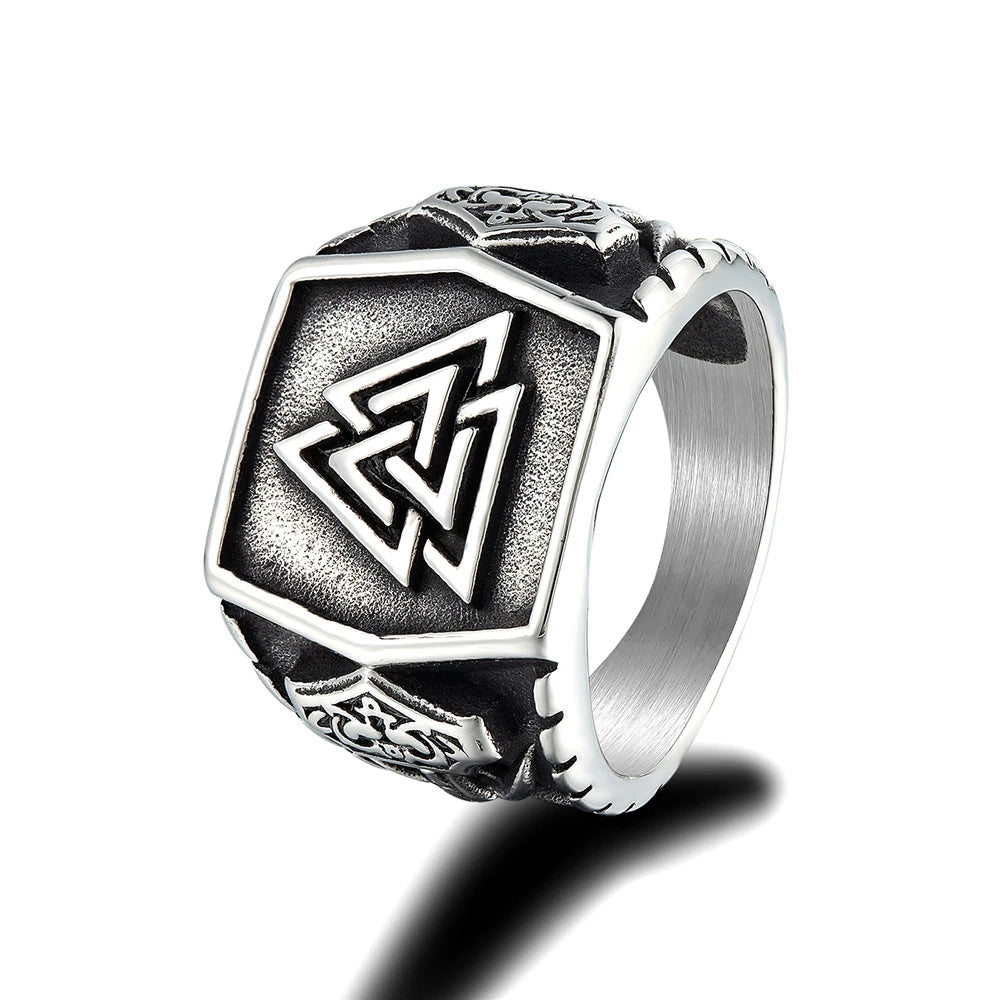 PENDRA Rune Vintage Steel Ring