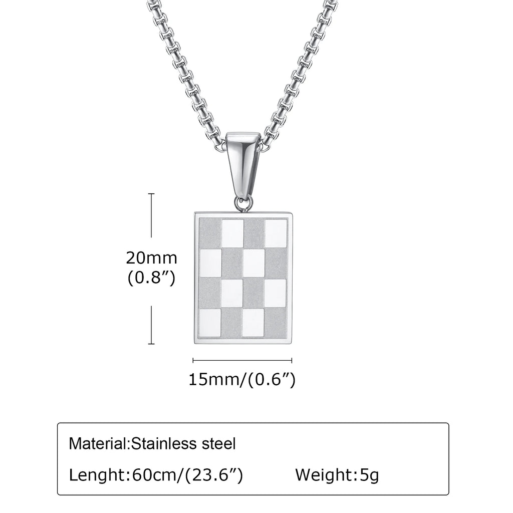 PENDRA Square Checkerboard Pendant Necklace