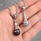 PENDRA Host Singer Microphone Steel Necklace