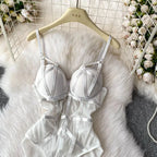 Sexy spicy girl with chest cushion jumpsuit women's summer new see through mesh slimming sexy niche design camisole vest