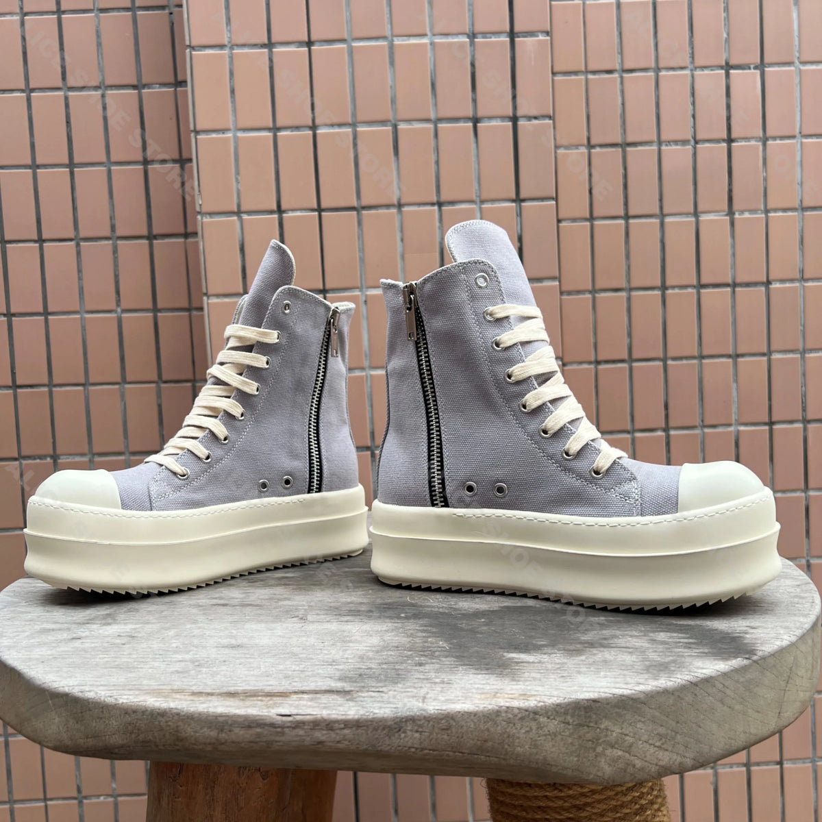 Luxury Men Shoe Grey Geobasket Canvas Zip Royal Designer Women Ankle Boot Platform 6cm High Dress Shoe Casual Flat Street Shoe