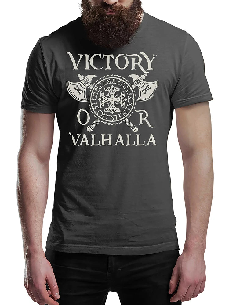 Viking Axe Shirt Norse Humor Tee Summer Daily Casual Men's T-shirt Street Fashion Short-sleeved Top Outdoor Sports Men's T-shirt