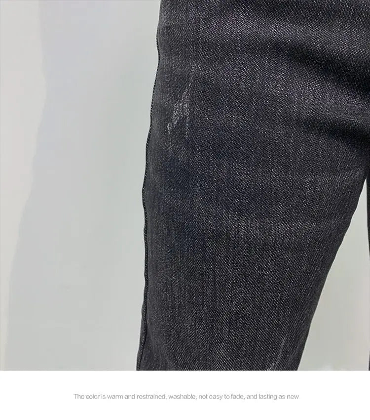 PENDRA Korean Slim Black Jeans