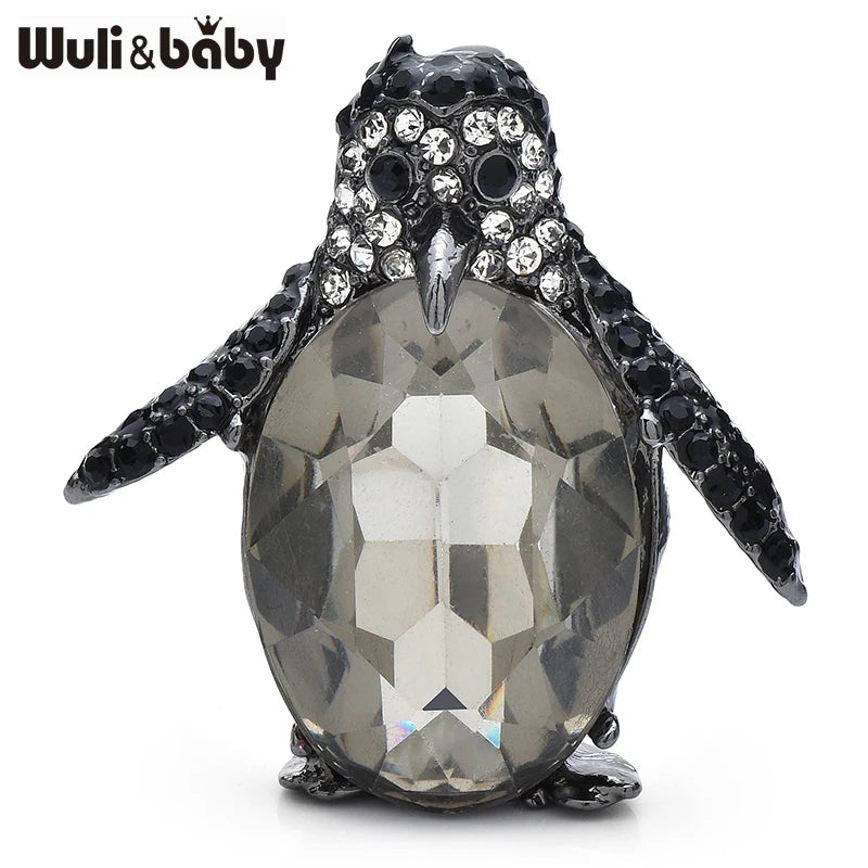 PENDRA Nightpenguin Black Crystal Penguin Brooch