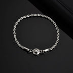 Simple Button Chain Bracelets for Men Boys,Stainless Steel Twisted Rope Chain Wristband,Causal Jewelry Gift
