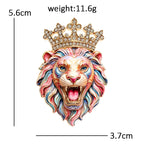 PENDRA Crown Lion Rhinestone Brooch