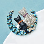 PENDRA Lovely Sitting Moon Cats Brooch