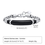 Mprainbow Mens Natural Stone Bracelets, Waterproof Stainless Steel Wheat Chain Wristband Gifts for Father Dad Birthday Christmas