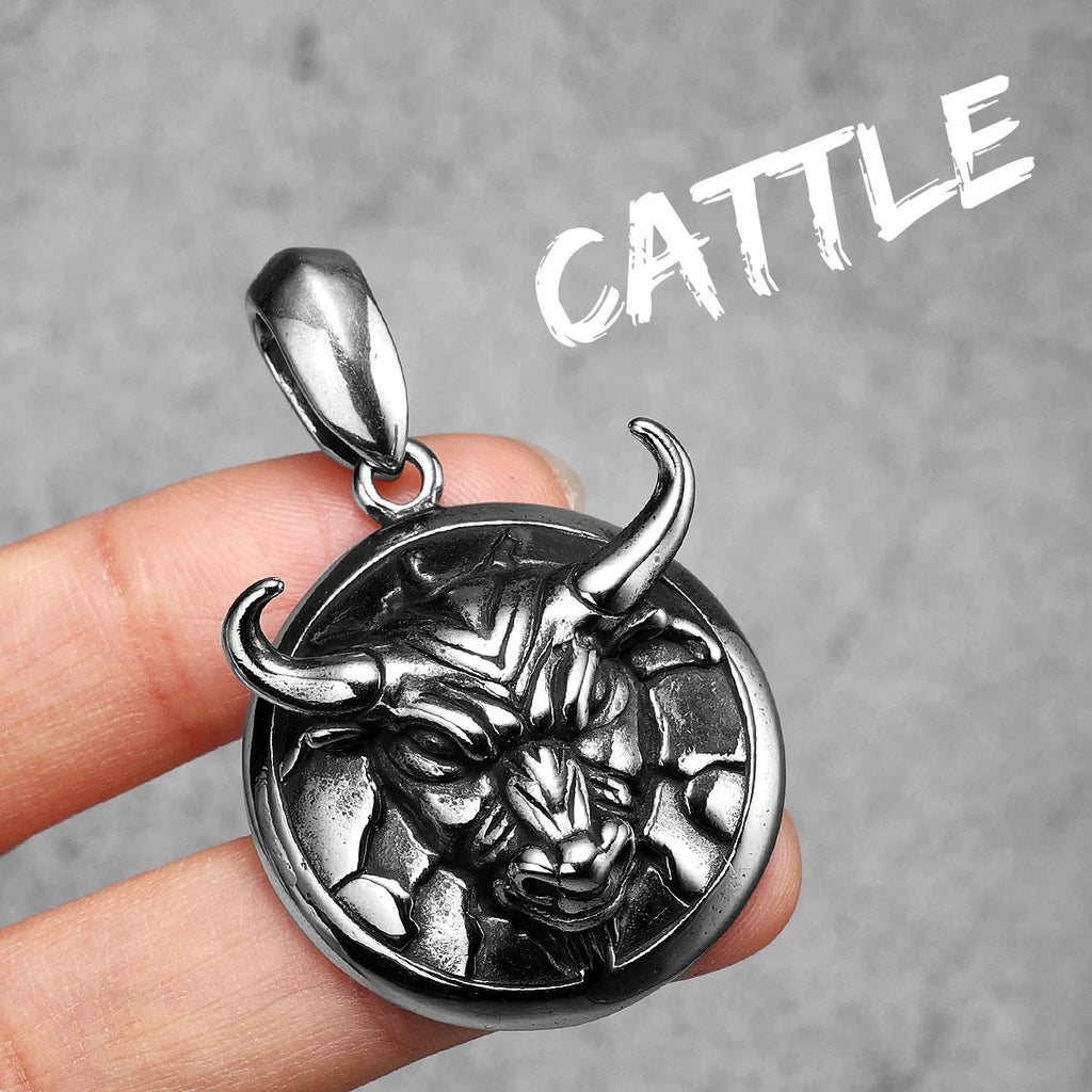 PENDRA Cattle Bull Head Steel Necklace