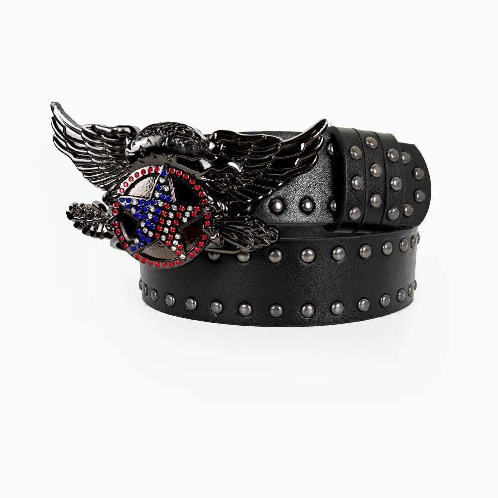 Unisex Gothic Men's Belt Male Eagle Star Punk Belts For Women Plus Size Designer Luxury Rivet Jeans Belt Female Gift For Men