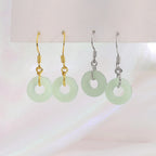VENTFILLE 925 Silver Gold Color Hetian Jade Earrings for Women Girls Festival Gift Green Round Jewelry Dropshipping Wholesale