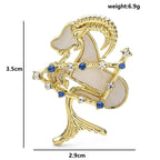 PENDRA Rhinestone Star Alloy Aries Goat Brooch