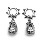 Funny Grenade Rivet Earrings For Men Women  Stainless Steel Silver Color Hiphop Rock Party Male Punk Hoop Ear Ring Jewelry Gift