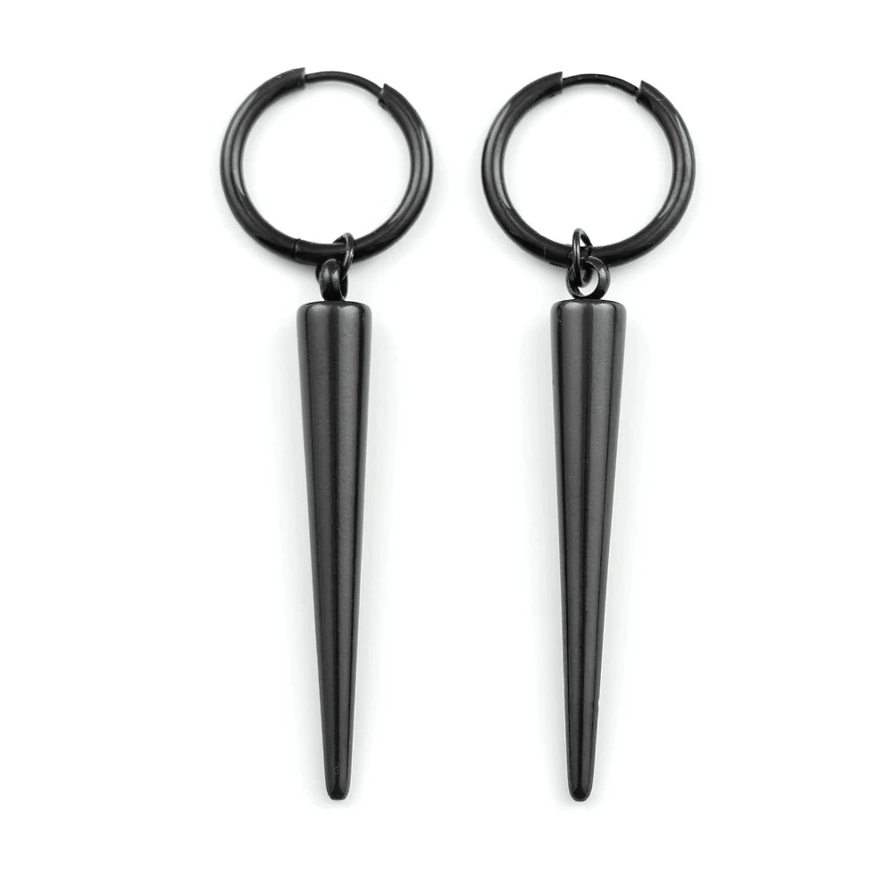Gothic Silver Color Rivet Drop Earrings for Women Men Punk Hip Hop Metal Geometric Cone Pendant Earrings Y2K Party Jewelry Gift