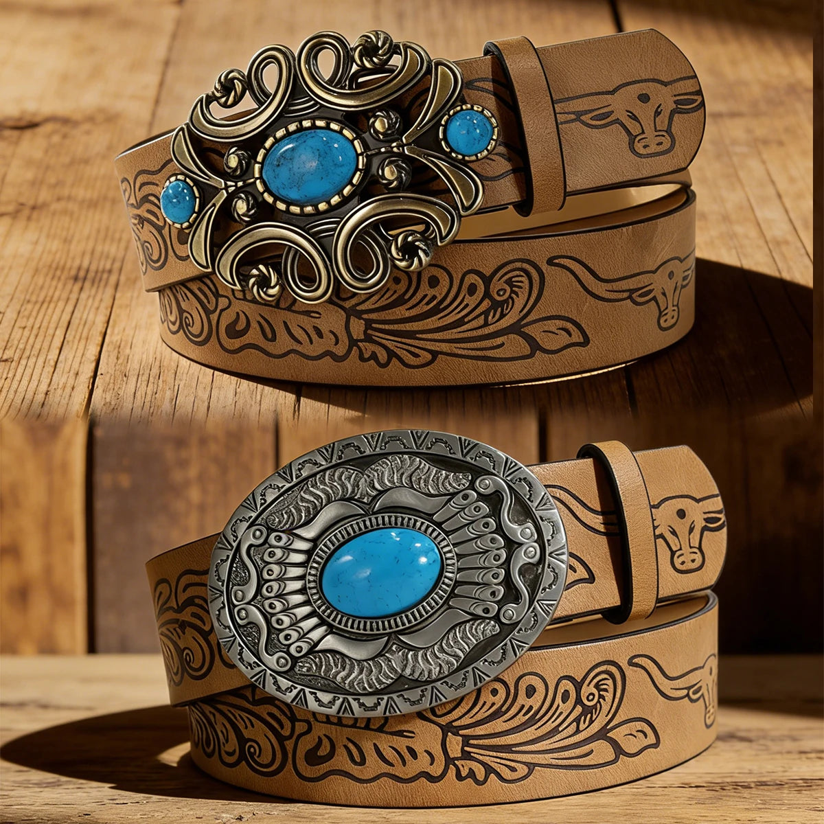 Luxury Designer Men & Women Western Cowboy PU Leather Belts Plus Size Vintage Beltturquoise Engraved Buckle Jeans Big Belt Plus