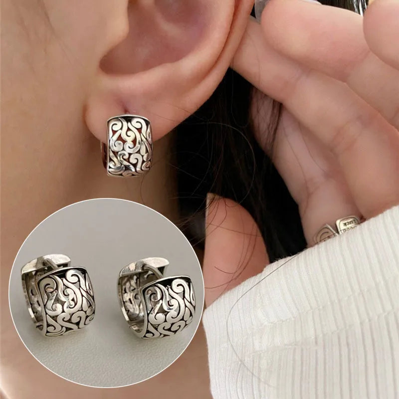 VENTFILLE 925 Sterling Silver Geometry Hoop Earring for Women Minimalism Classic Office Versatile Fashion Jewelry Gift Dropship