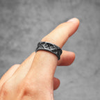 PENDRA Minimalism Runes Damaged Steel Ring