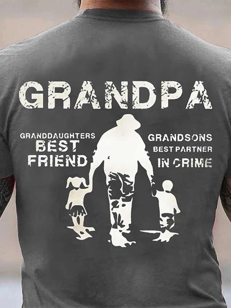 Walking Printed Father's T-shirt Summer Daily Casual Men's T-shirt Outdoor Running Exercise Men's Sports Short-sleeved Top