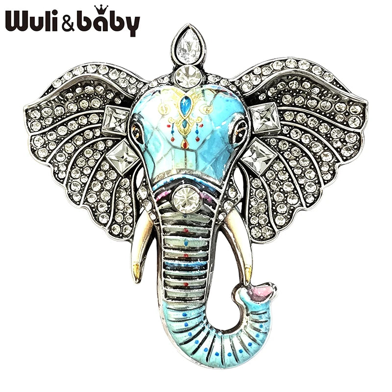 PENDRA Regal Elephant Rhinestone Brooch