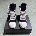 PENDRA Midnight Canvas Black Canvas High-Top Jumbo-Lace Platform Ankle Boots