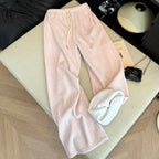 Thick and Gentle Pink Soft Sports Pants Women in Winter New High Waist Slim and Comfortable Versatile Casual Floor Pants