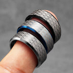 Fish Scale Pattern Luxury Laser Engrave Tungsten Steel Men Rings Punk Rock Women Wedding Jewelry Accessories Gift Wholesale